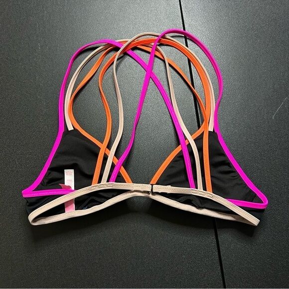 Victoria’s Secret Black Bikini Top with Neon Straps - Picture 2 of 7